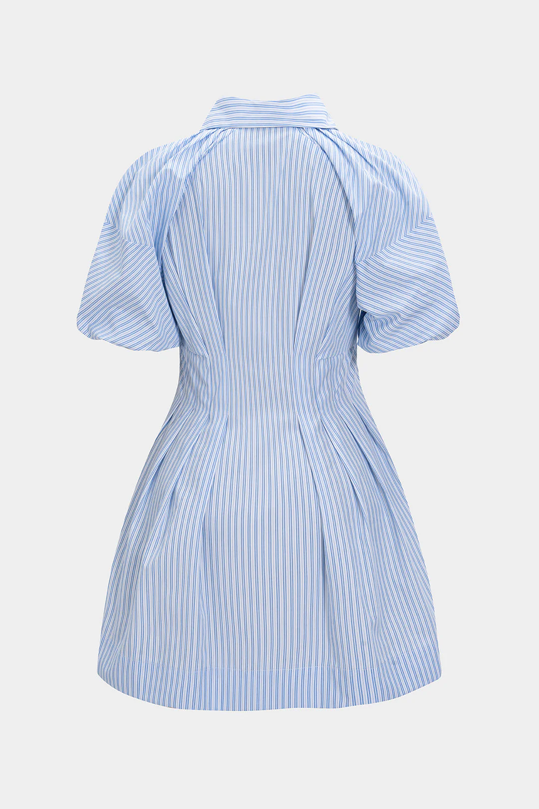 Stripes Print Button Pocket Short Sleeve Mini Dress