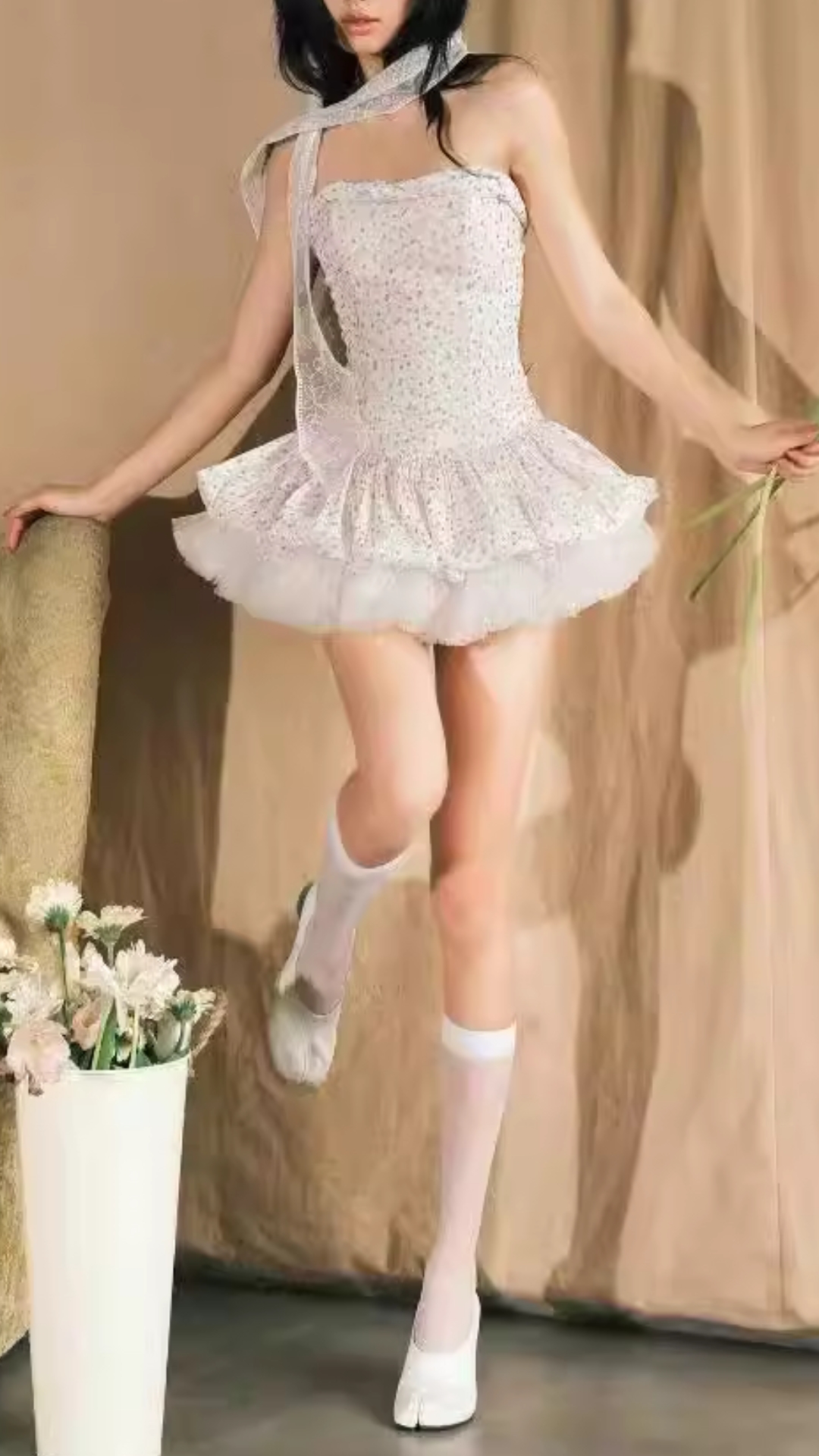 Fiona Strapless Dot Mini Dress